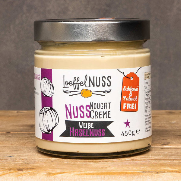 Weiße Haselnuss Nuss-Nougat-Creme im Glas 450g